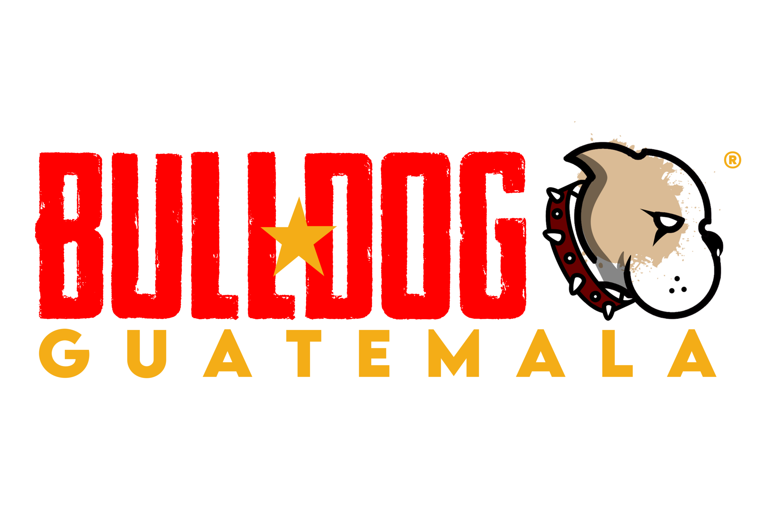 Logotipo horizontal de Bulldog Guatemala con ícono del perro bulldog
